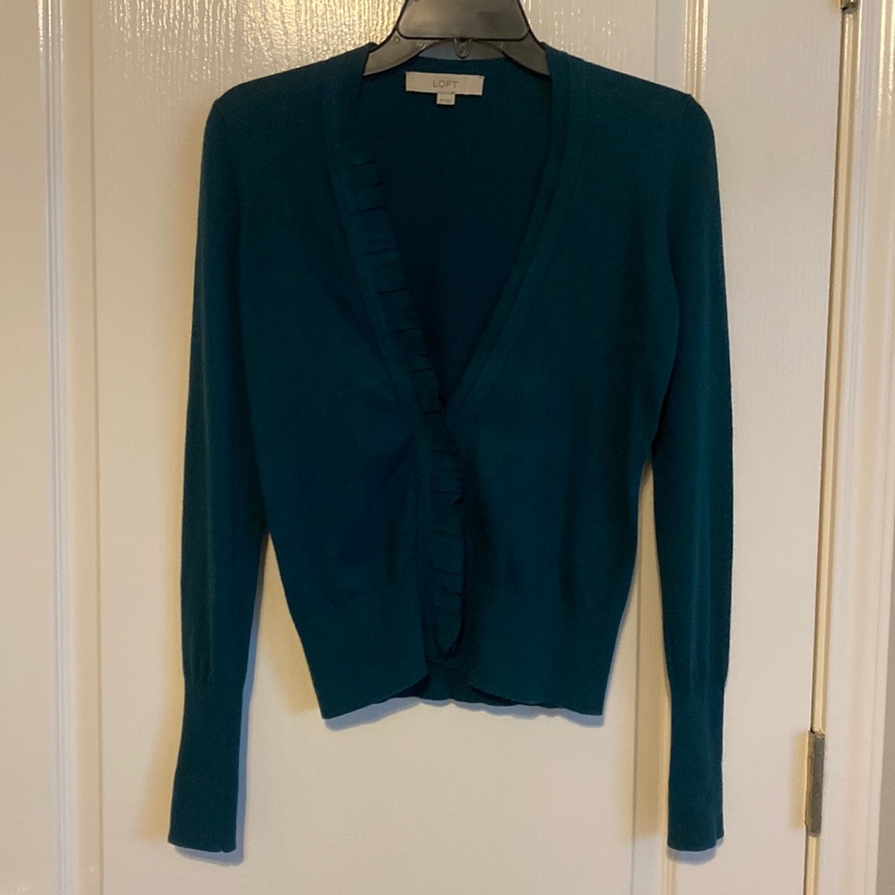 Loft Cropped Cardigan, emerald green, Size XS, pretende